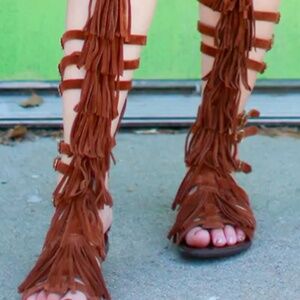 Steve Madden Villano Caged Gladiator Sandals - Brown Suede- Sz 8.5